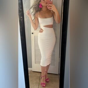 White waist cut out bodycon midi dress XS | sexy night out club vacation party